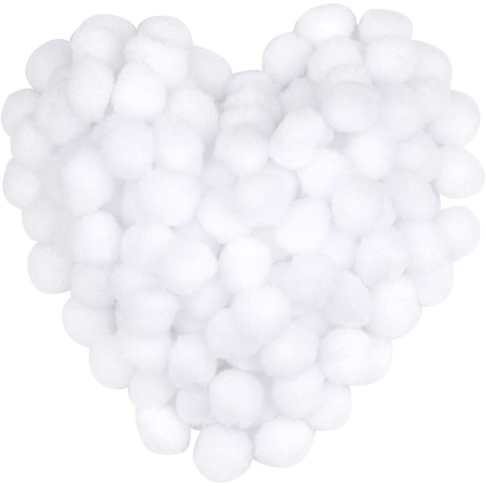 150 Pieces Pom Poms, 1 Inch White Craft Pom Poms, Fuzzy Pompom Puff Balls, Small